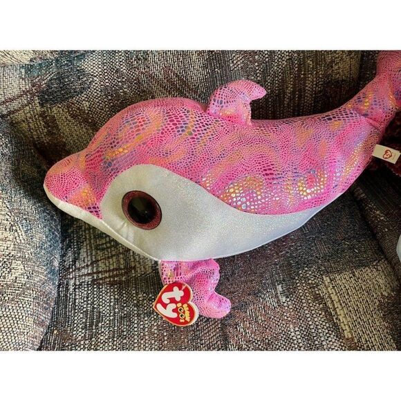 Ty jumbo pink dolphin beanie babie sparkles - Picture 4 of 5